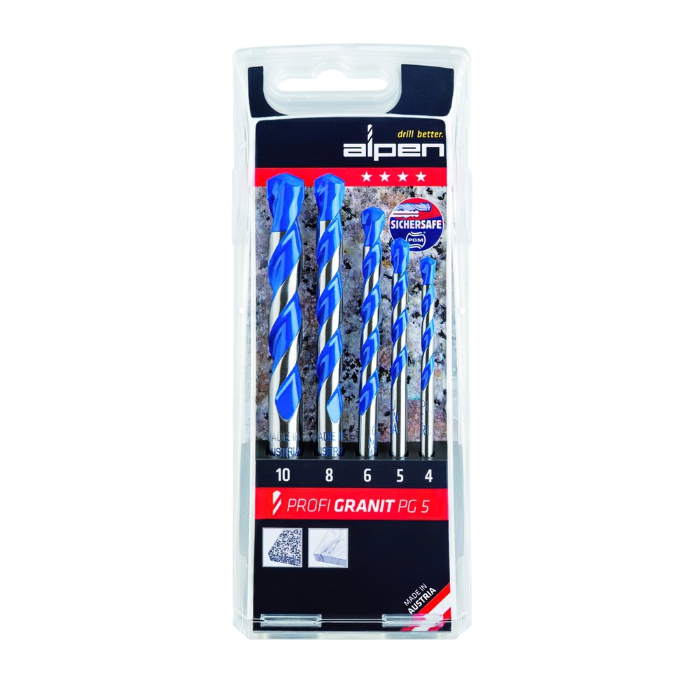 Alpen Granite Drill Bits Case  5 Pieces