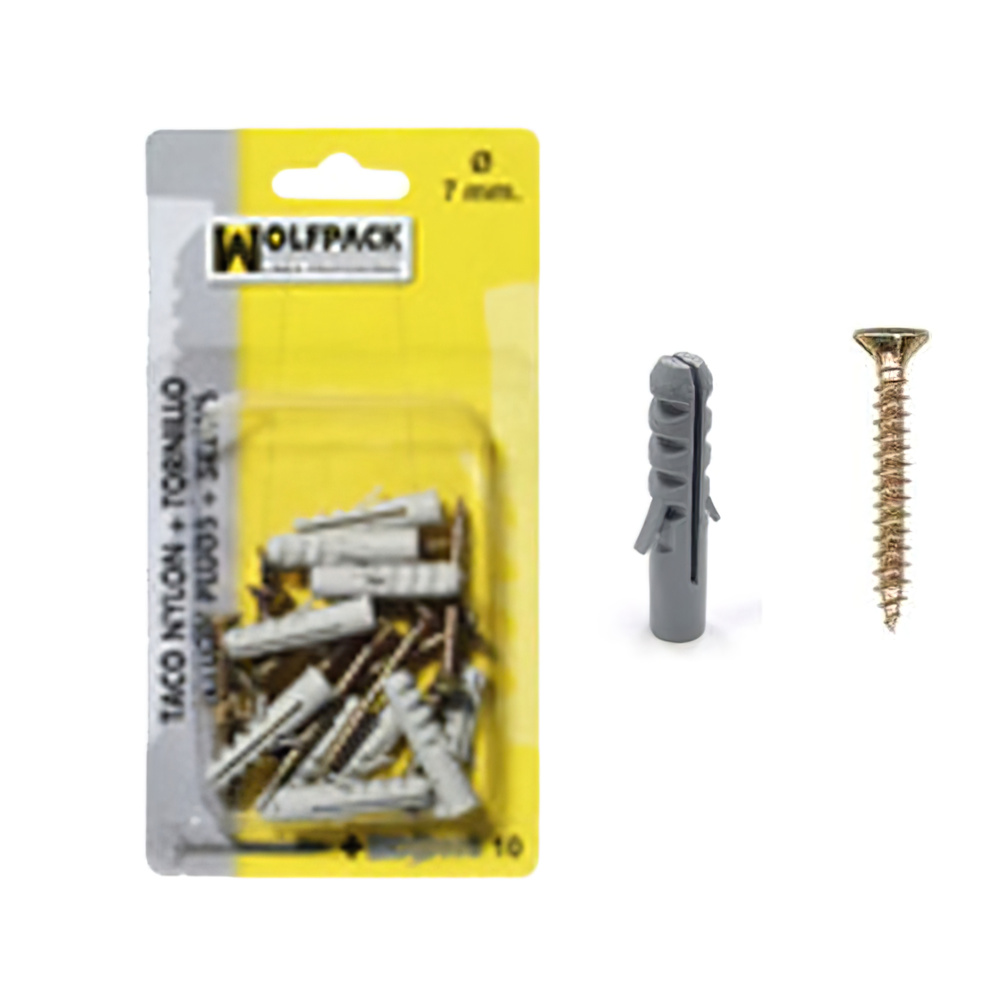 Nylon Wall Plug+Self-tapping screw   6 mm. (15 Pieces)