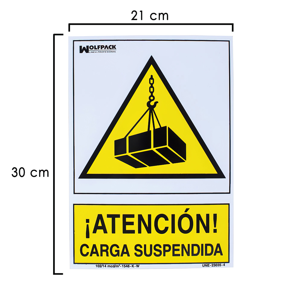 Danger Suspended Load Sign 30x21 cm.