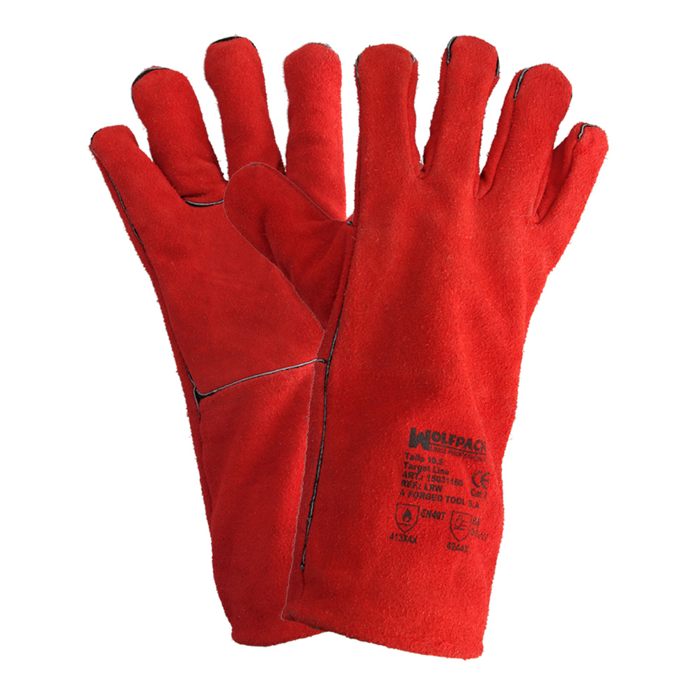Dense Red Long Welding Gloves