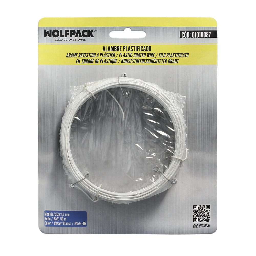 Plastic coated wire 1.2 mm. White Roll 50 Metres